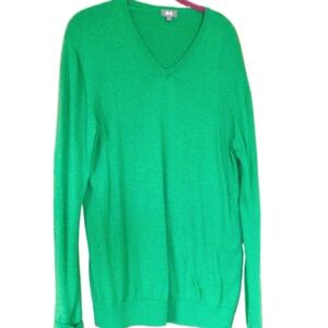 Uniqlo Womens Green Cotton V Neck Tunic Sweater, L